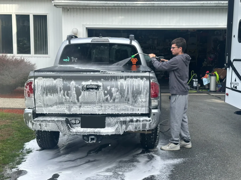Why choose TMC Detailing – Toyota Tacoma foam rinse auto detailing Stoneham MA