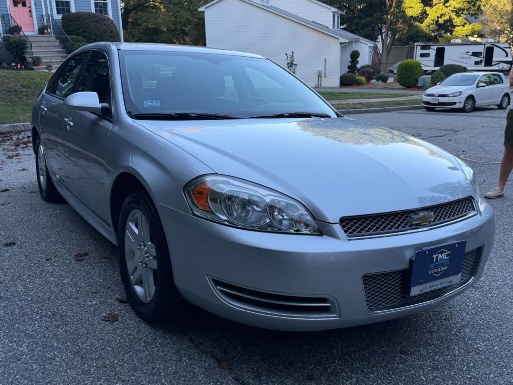 Chevy Impala Transformation (Part 2): Polishing & Paint Correction 9 Hero shot of Chevy Impala after paint correction with glossy silver finish
