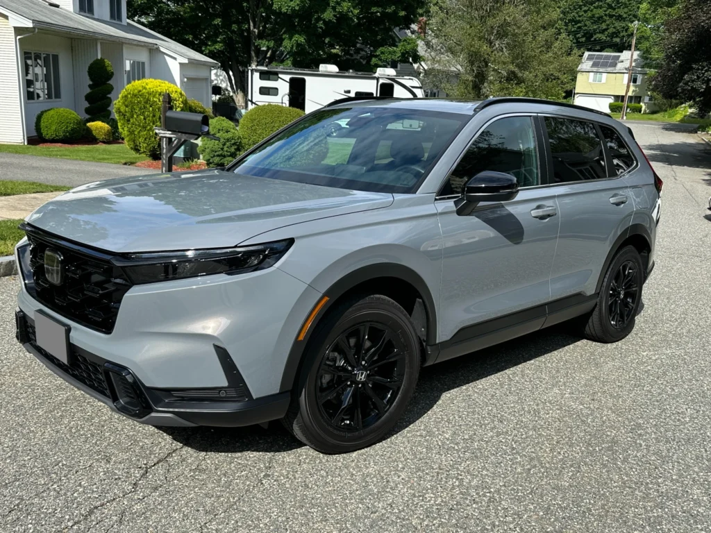 Honda CR-V parked in Stoneham MA after professional detailing service – engine, interior, and exterior