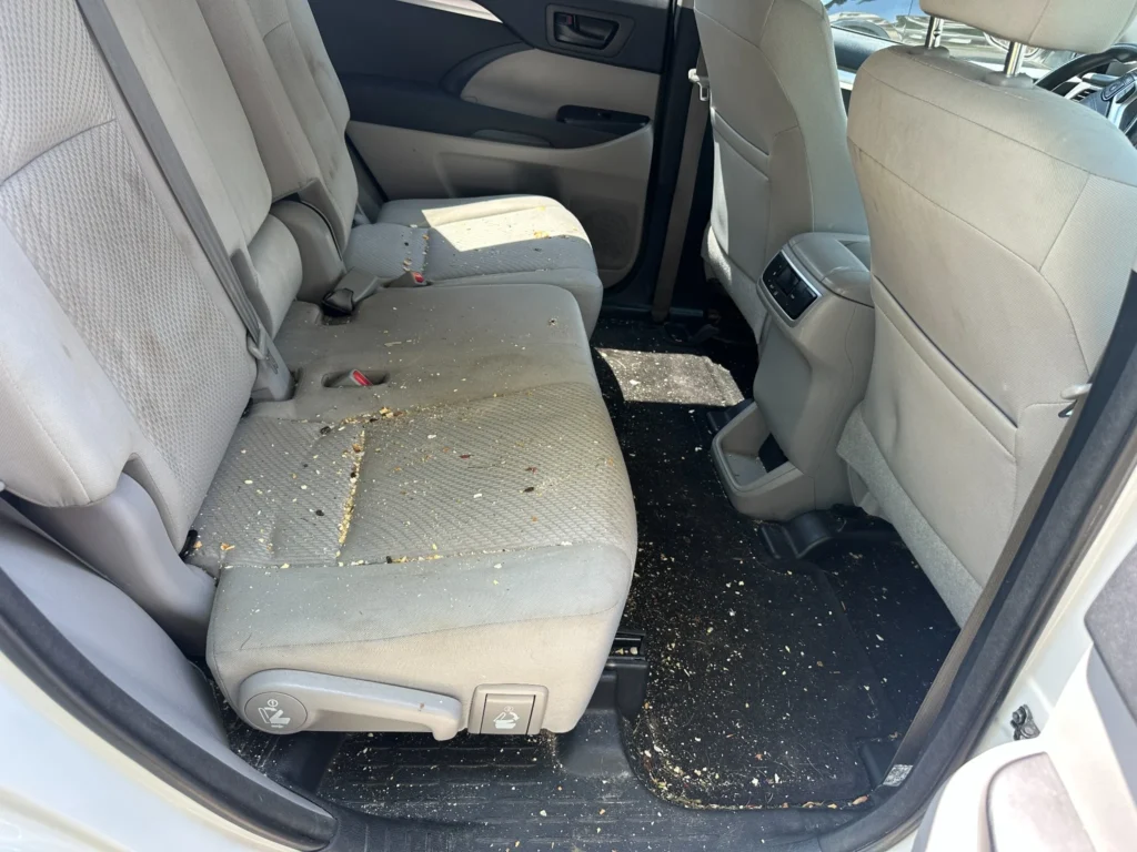 Toyota Highlander rear seats before interior ceramic coating in Stoneham MA